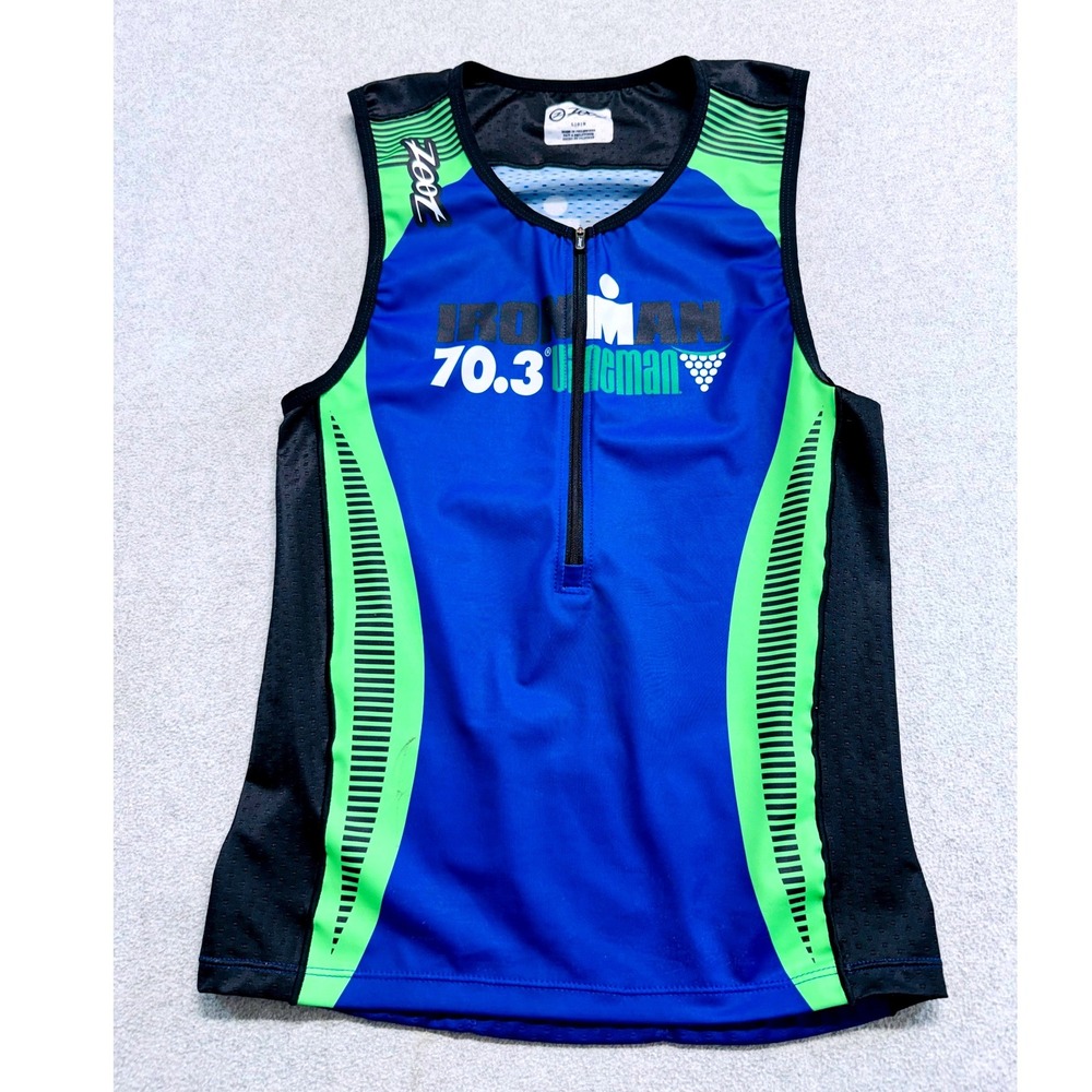 Zoot Ironman 70.3 Steelman Triathlon Jersey Men's Large L Sleeveless Blue